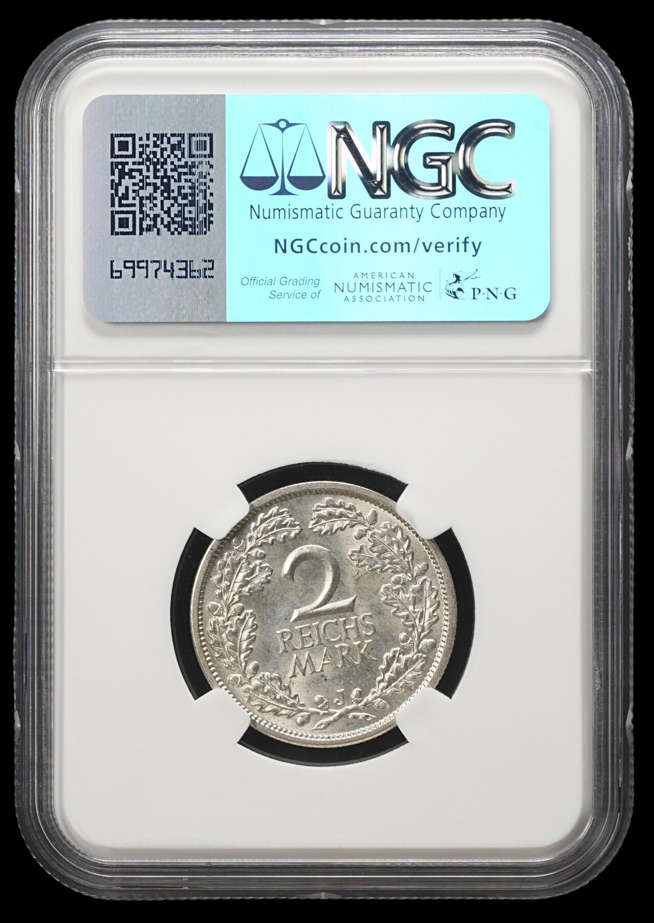 修遠堂世界钱币第四十三期 全场包邮 NGC MS64 1926年德国2马克银币
