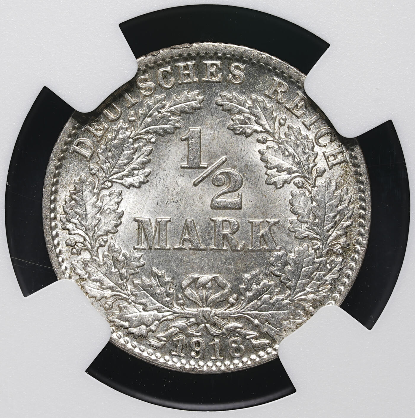 修遠堂世界钱币第四十三期 全场包邮 NGC MS66 1918年德国1/2马克银币