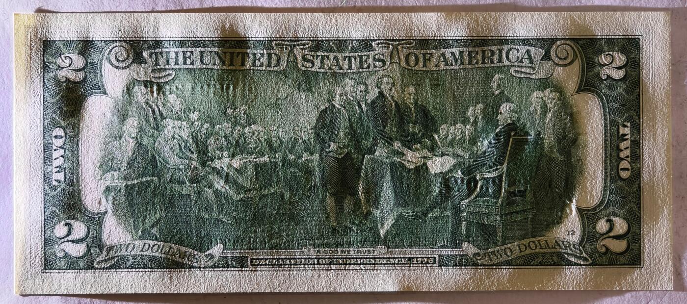 紫瑗钱币——第461期——纸币场 美国 2017年 L版 A序列 托马斯.杰斐逊 2美元 UNC 刀拆货