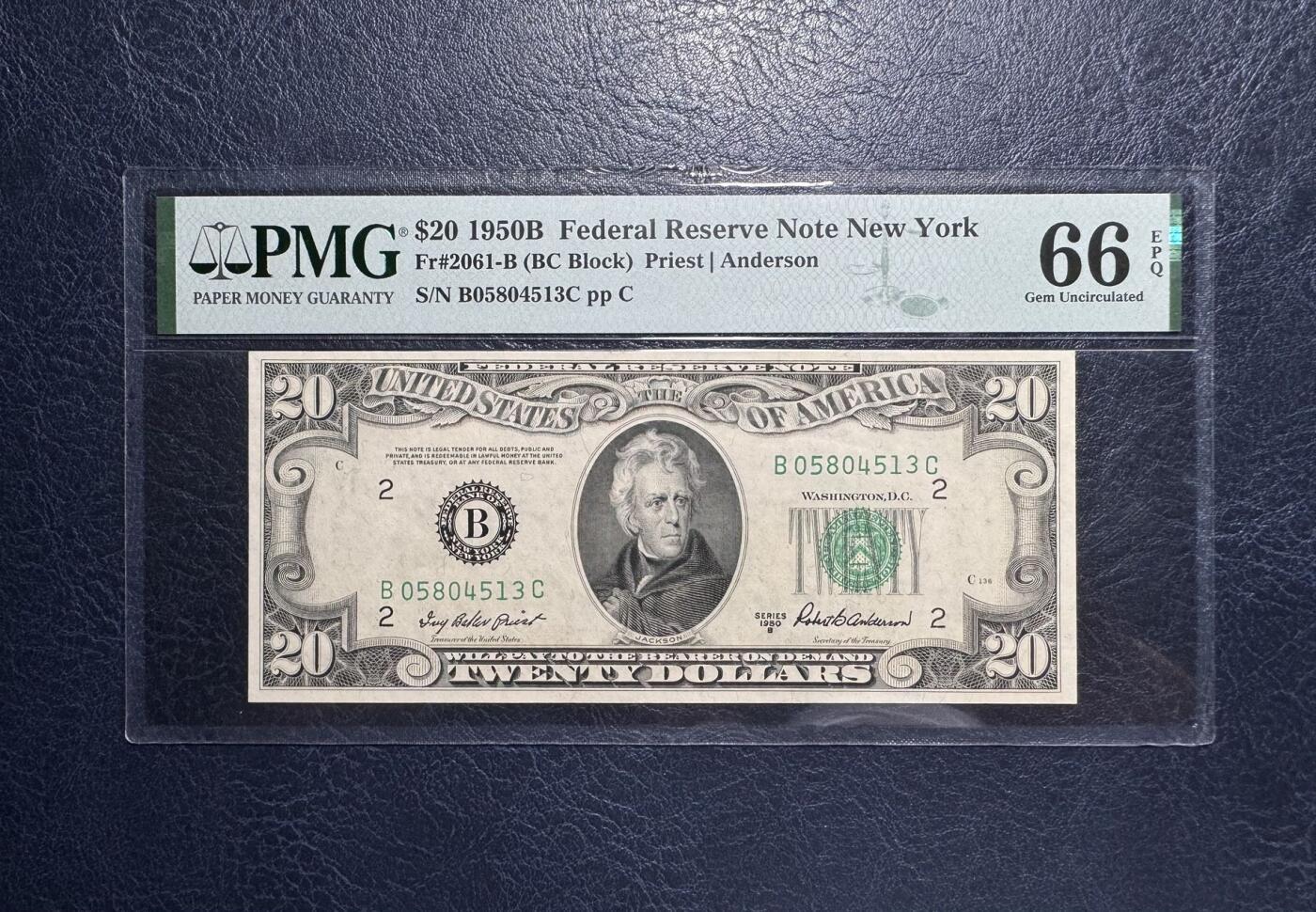收藏联盟Quantum Auction 第383期拍卖  美联储1950年20元 PMG66  白宫