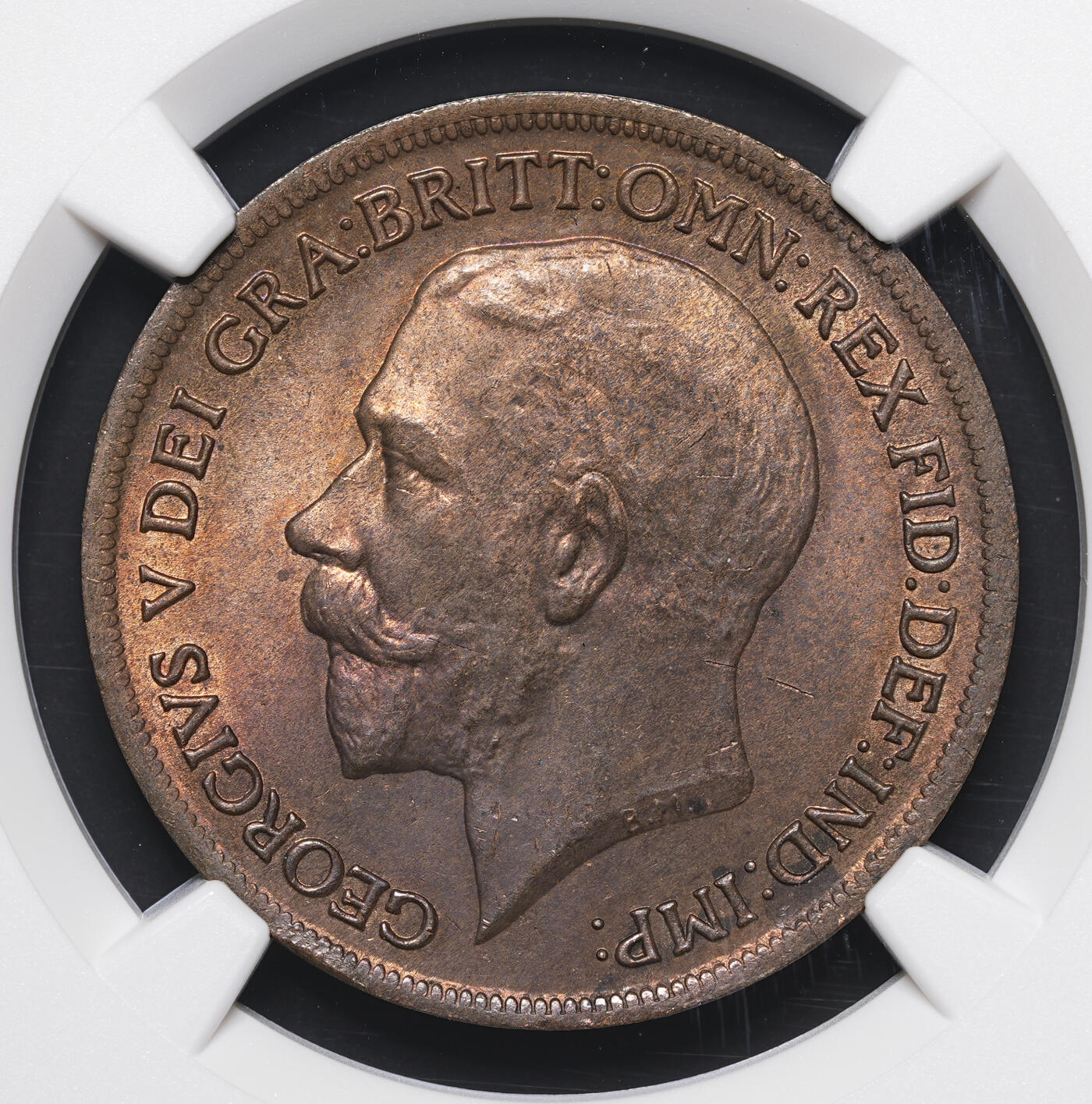 修遠堂世界钱币第四十三期 全场包邮 NGC MS64RB 1917年英国1便士铜币