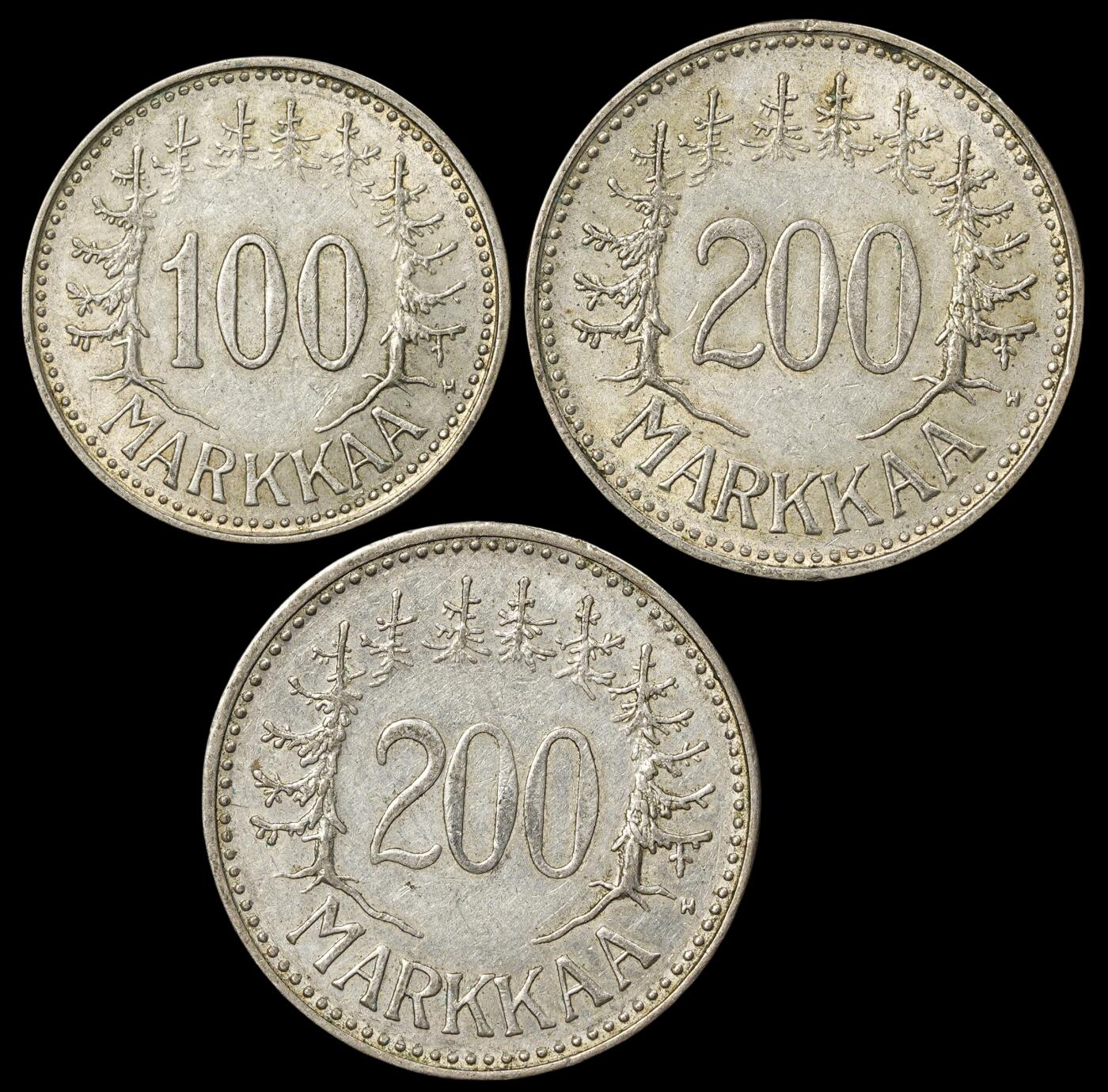 修遠堂世界钱币第四十三期 全场包邮 芬兰100-200马克银币三枚