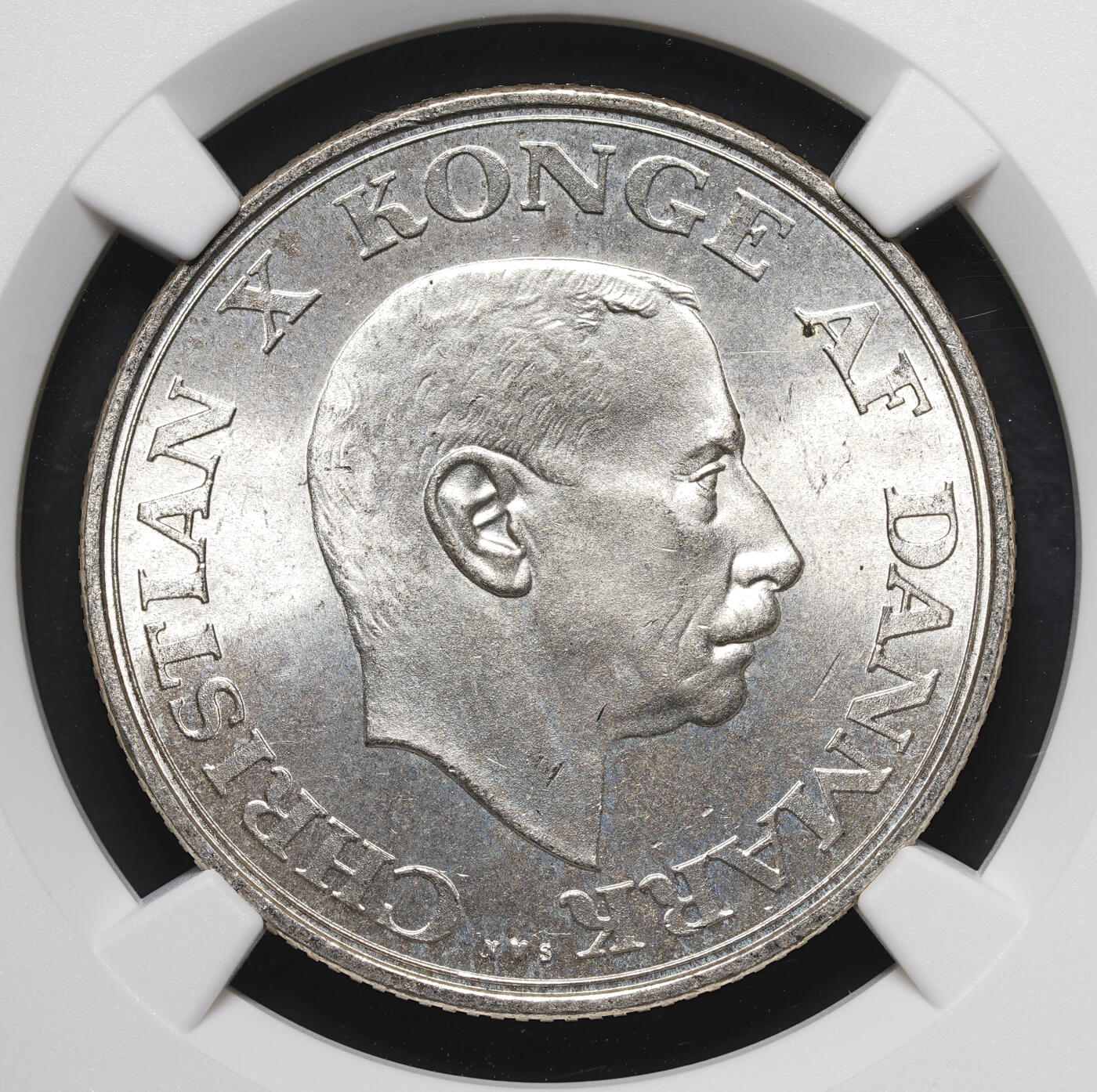 修遠堂世界钱币第四十三期 全场包邮 NGC MS65 1937丹麦国王执政25周年纪念2克朗银币