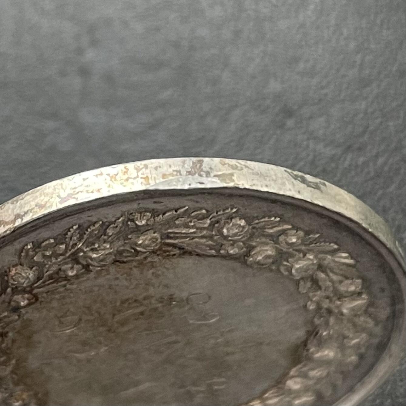 「木头集藏」章牌专场-第48期 1865年法国婚礼银章  直径：32  mm，13.7 g，边铭：蜜蜂 ARGENT 