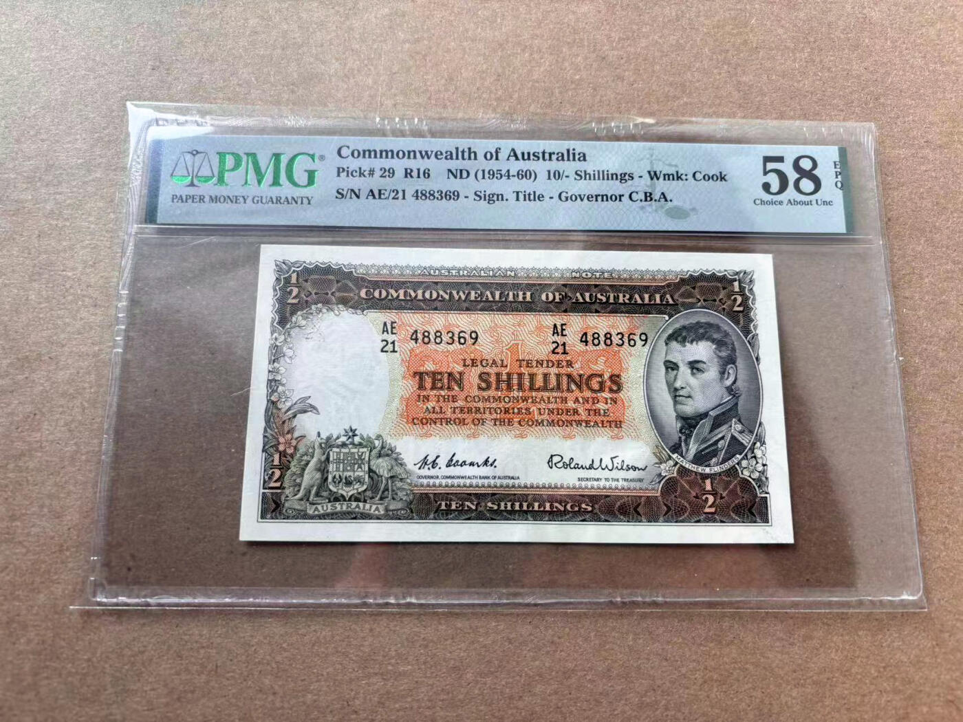 【Blue Auction】✨世界纸币精拍第560期【精】 澳大利亚 1954-60年10先令 PMG58EPQ 