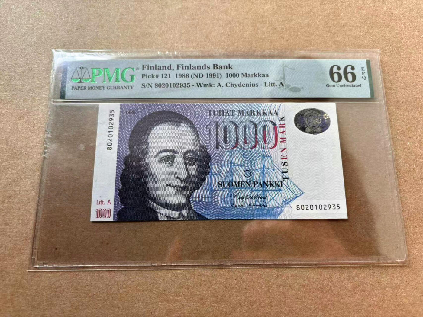 【Blue Auction】✨世界纸币精拍第560期【精】  【无47】芬兰 1991年1000马克 PMG66EPQ 精美 