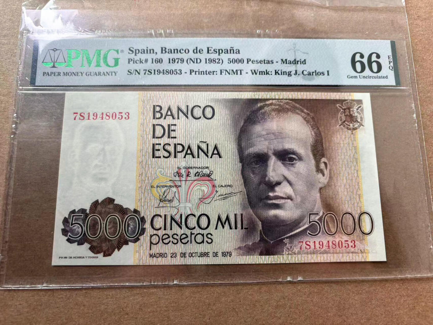 【Blue Auction】✨世界纸币精拍第560期【精】 西班牙 1979年5000比塞塔  PMG66EPQ 