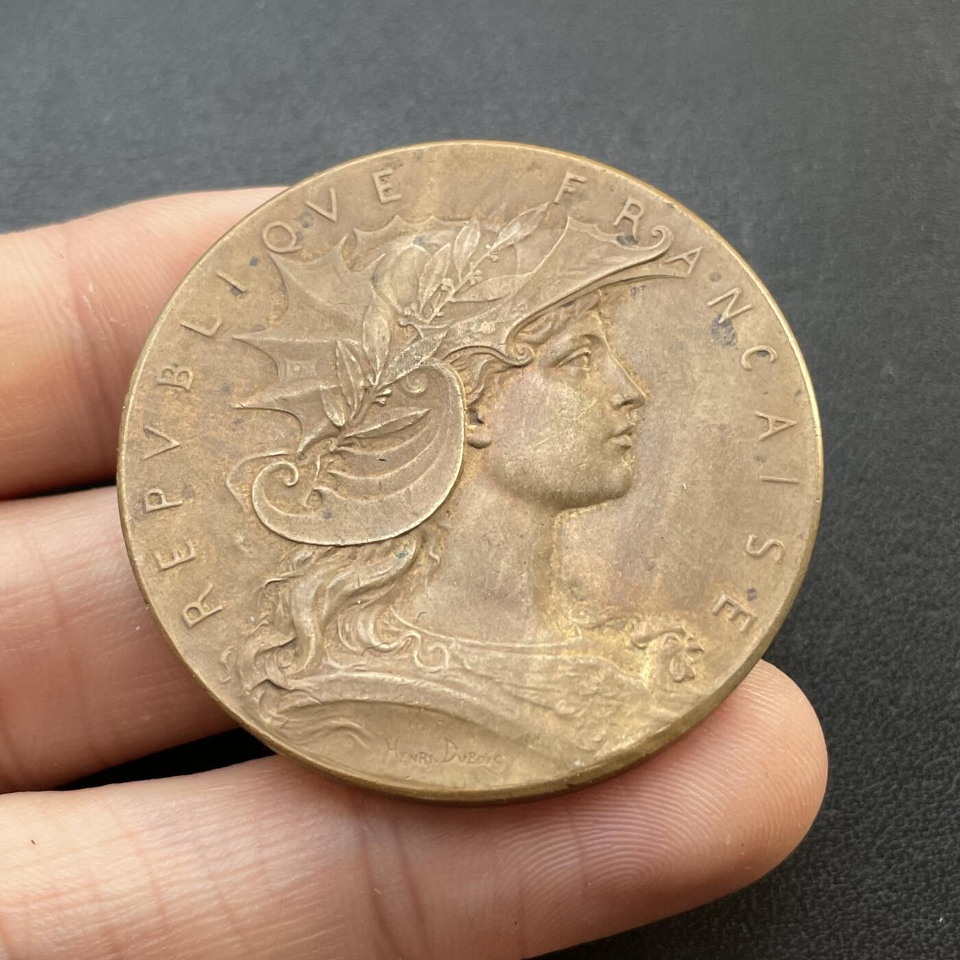 「木头集藏」章牌专场-第48期 H.Dubois～法国戎装玛丽安娜铜章  直径：41 mm，35.5  g，边铭：丰饶角BRONZE
