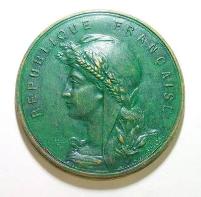 法国1900年前后 谷物女神头像高浮雕大铜章 50MM - 法国1900年前后 谷物女神头像高浮雕大铜章 50MM