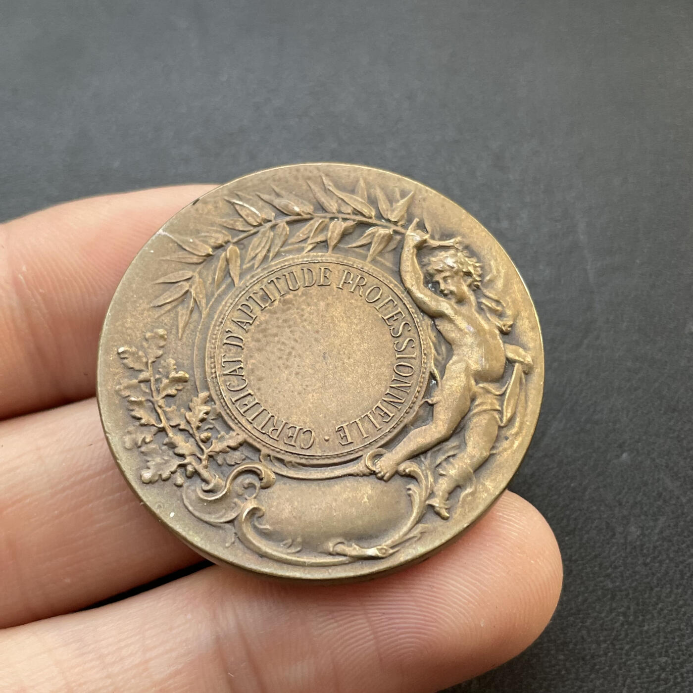 「木头集藏」章牌专场-第48期 法国学院专业能力竞赛铜章  直径：36 mm，20.8 g，边铭：三角厂铭 BRONZE
