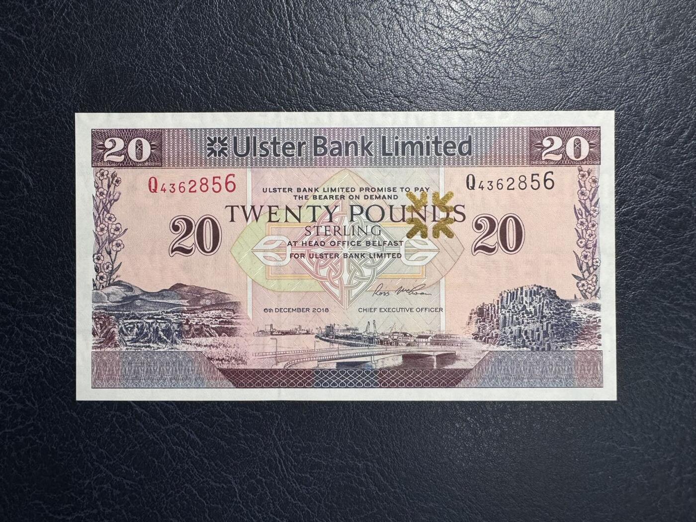 收藏联盟Quantum Auction 第383期拍卖  北爱尔兰阿斯特银行2018年20镑 品相全新UNC