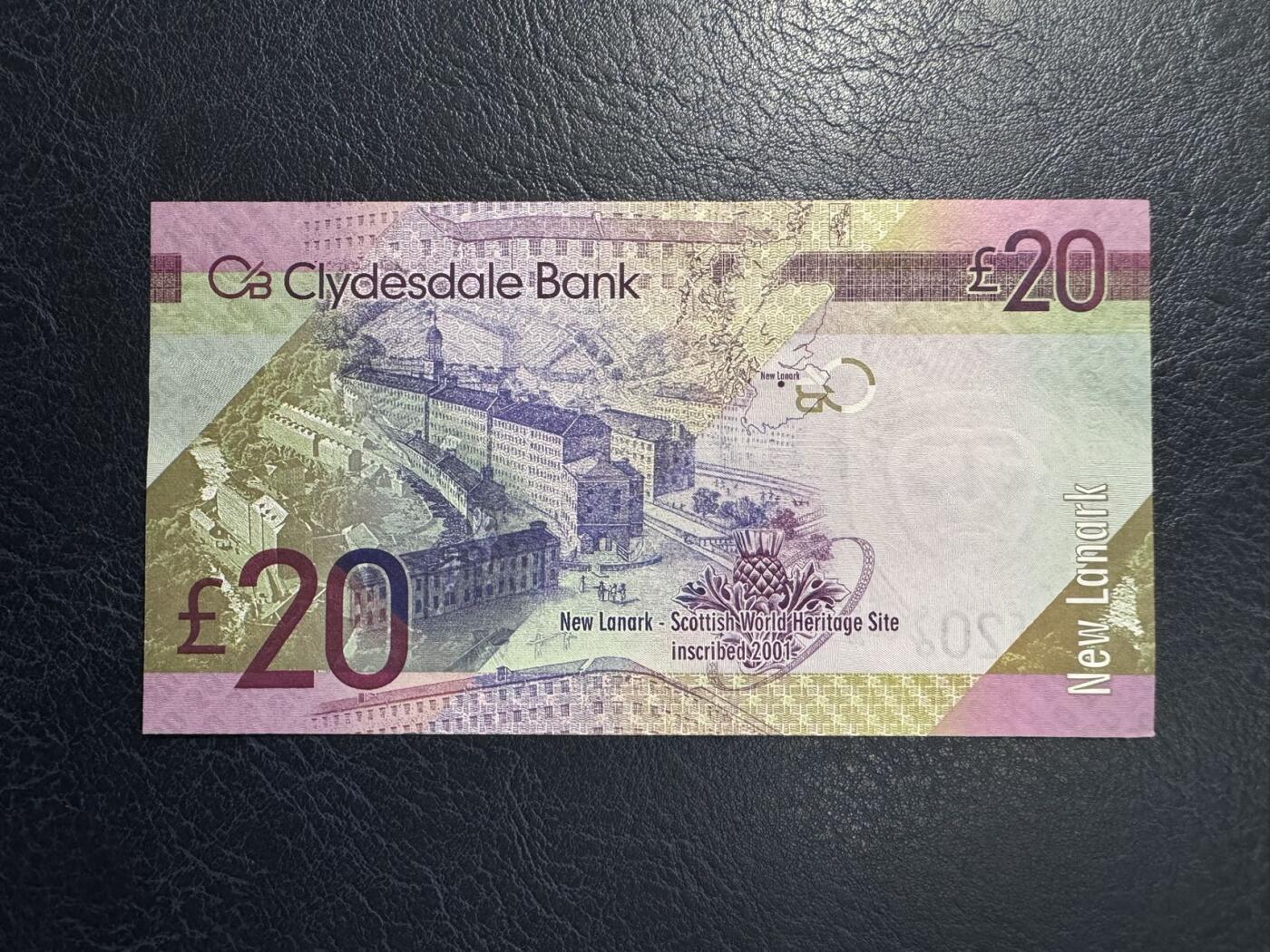 收藏联盟Quantum Auction 第383期拍卖  苏格兰克莱斯戴尔银行2015年20镑 品相UNC 角有瑕疵