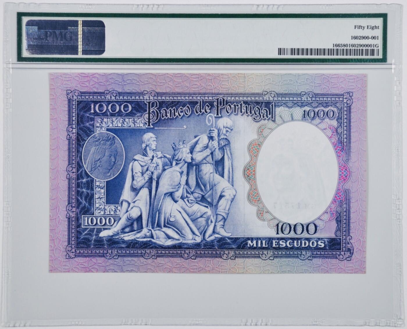 收藏联盟Quantum Auction 第383期拍卖  葡萄牙1961年1000埃斯库多 PMG58 菲丽帕女王 BWC代印 精美稀少