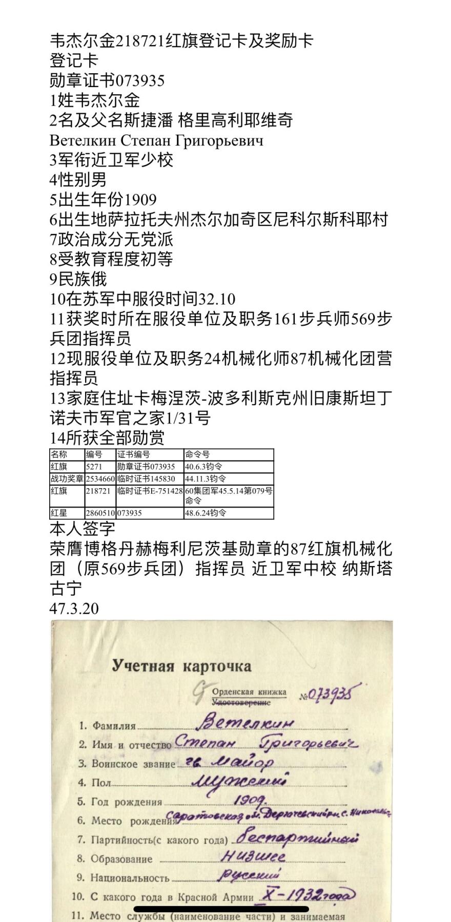 大猫徽章拍卖第257期 苏联红旗勋章4⃣️ 档案齐全