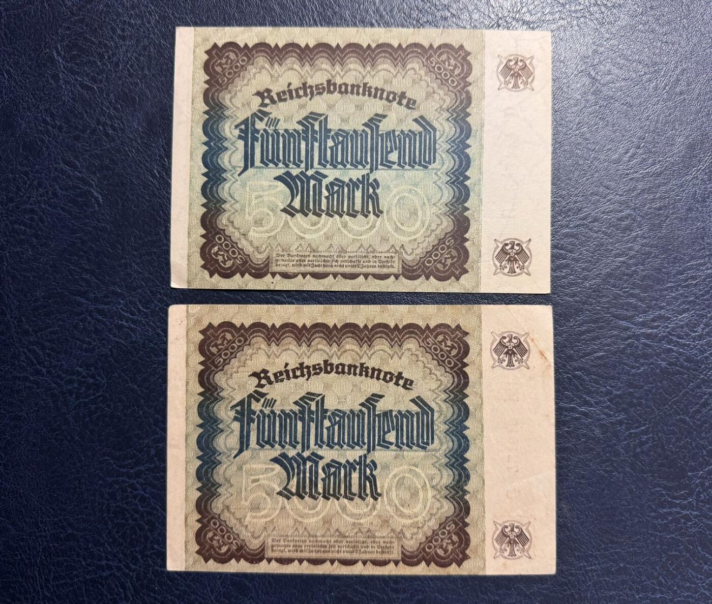 收藏联盟Quantum Auction 第383期拍卖  德国1922年5000马克 品相如图 无中折