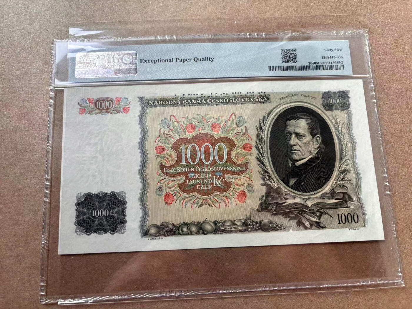 【Blue Auction】✨世界纸币精拍第560期【精】 捷斯 1934年1000克朗 超大票幅 样钞 设计精美 PMG65EPQ