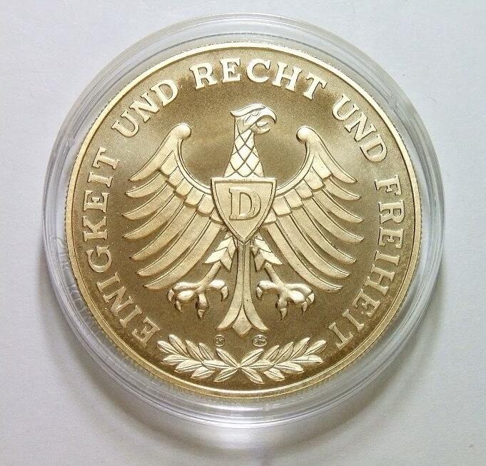 德国1991年勃兰登堡门竣工200年精制高浮雕大镀金章 带证书 40MM