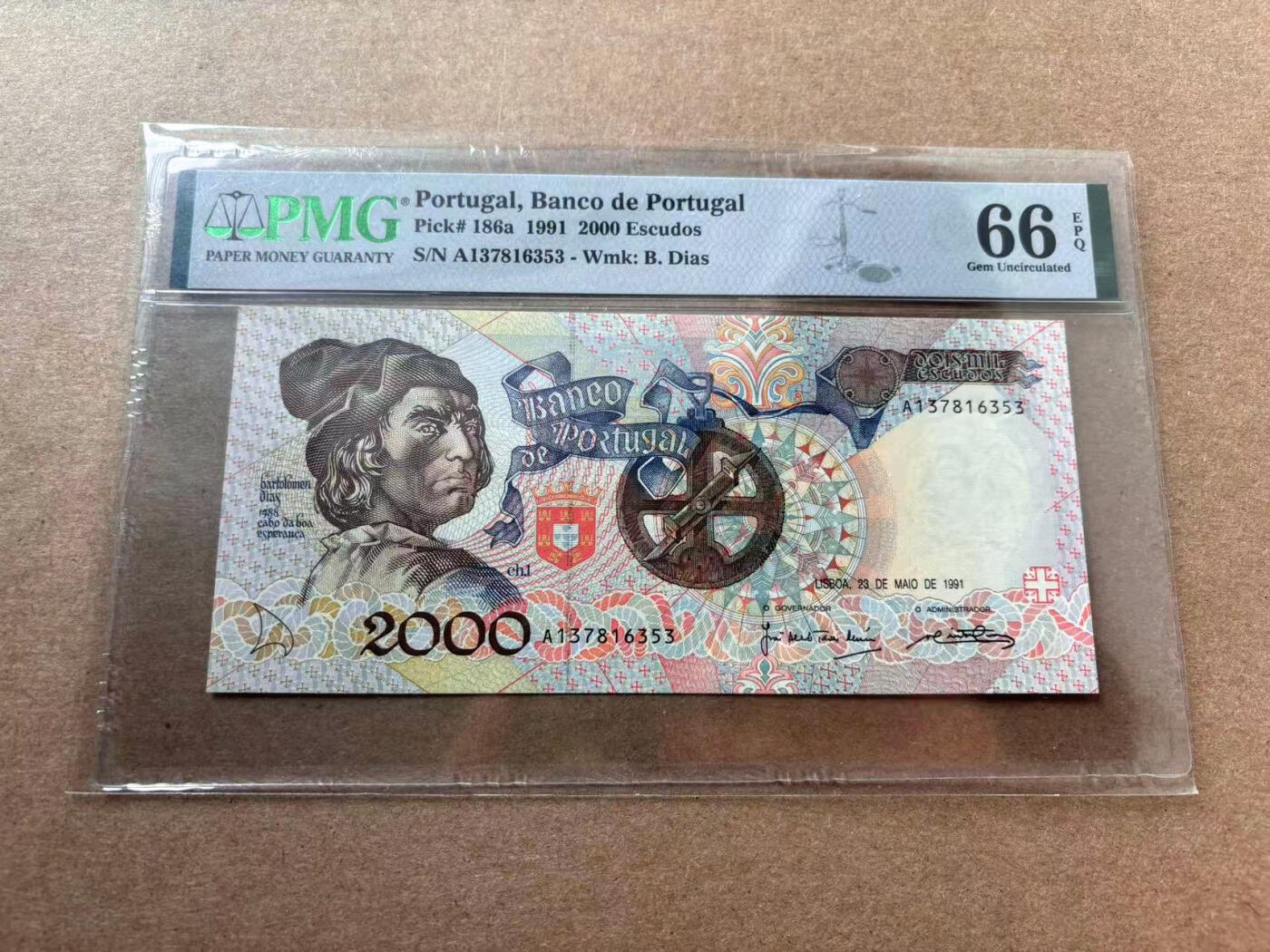 【Blue Auction】✨世界纸币精拍第560期【精】 葡萄牙 1991年2000埃斯库多 PMG66EPQ 