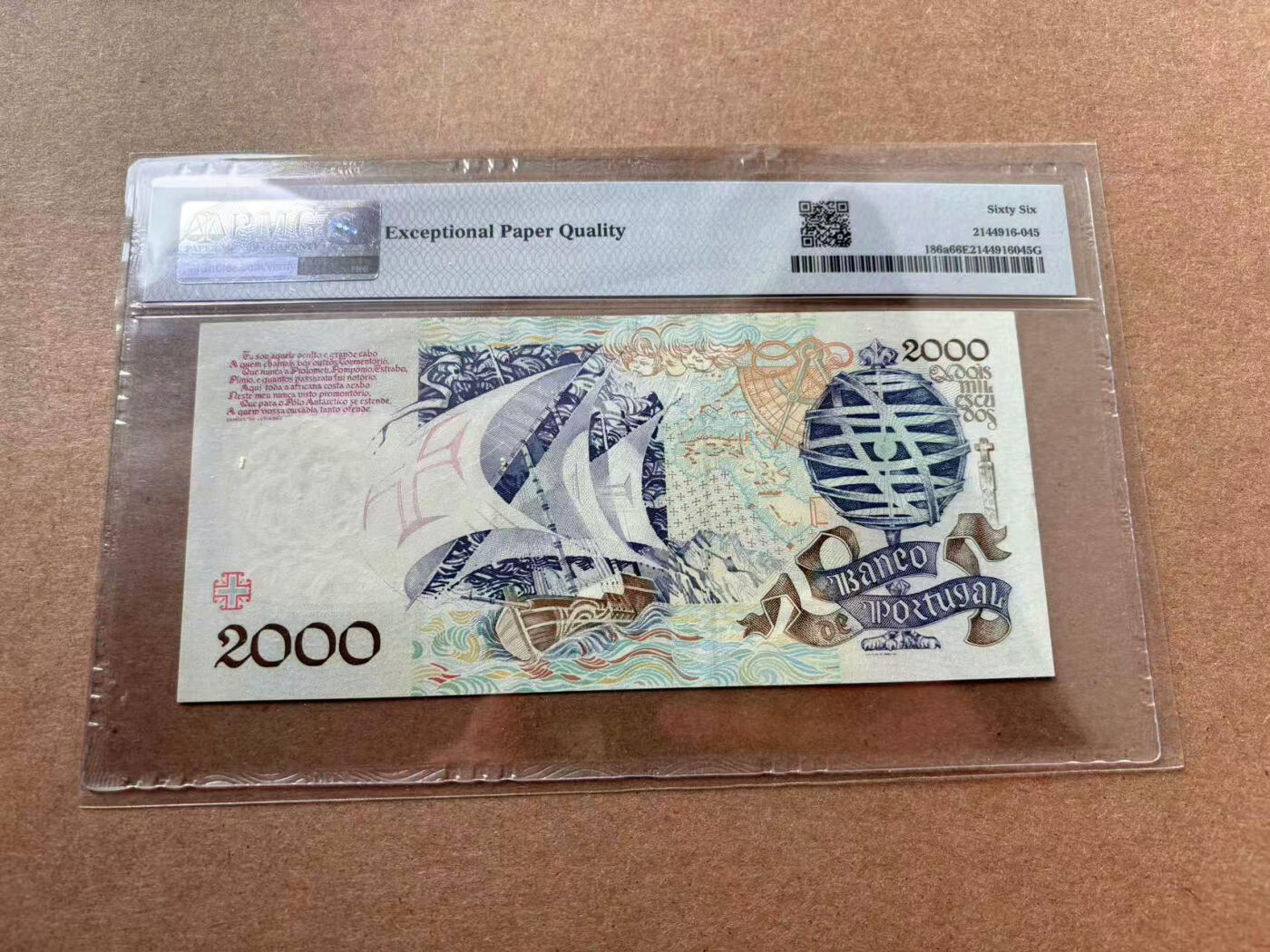 【Blue Auction】✨世界纸币精拍第560期【精】 葡萄牙 1991年2000埃斯库多 PMG66EPQ 