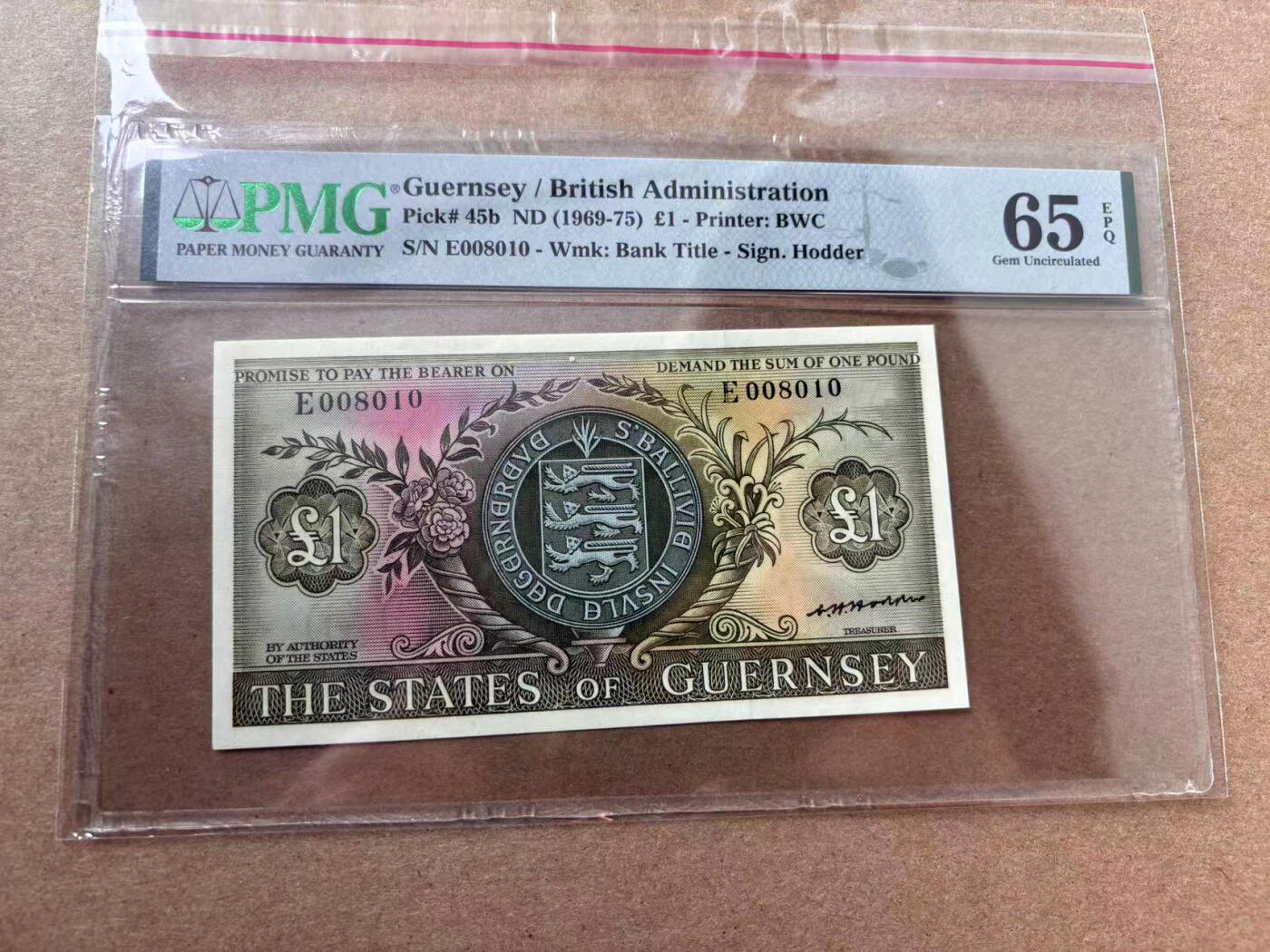 【Blue Auction】✨世界纸币精拍第560期【精】 【倒置号】根西 1969-75年1镑 PMG65EPQ