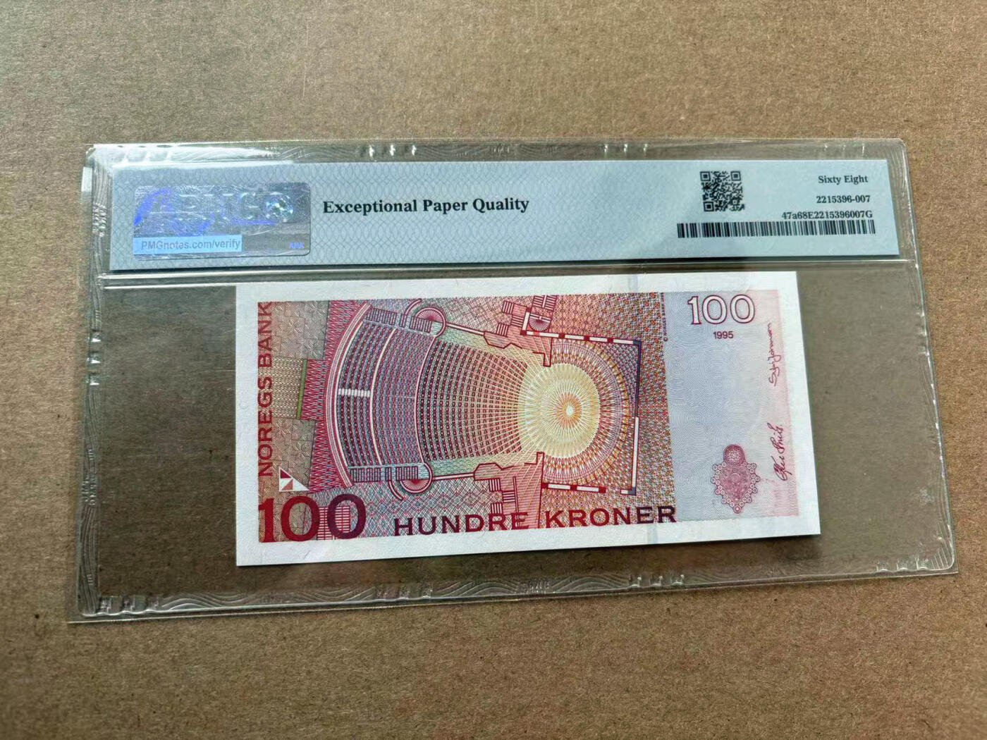 【Blue Auction】✨世界纸币精拍第560期【精】  【a版无47】挪威 1995-98年100克朗 PMG68EPQ 超高分