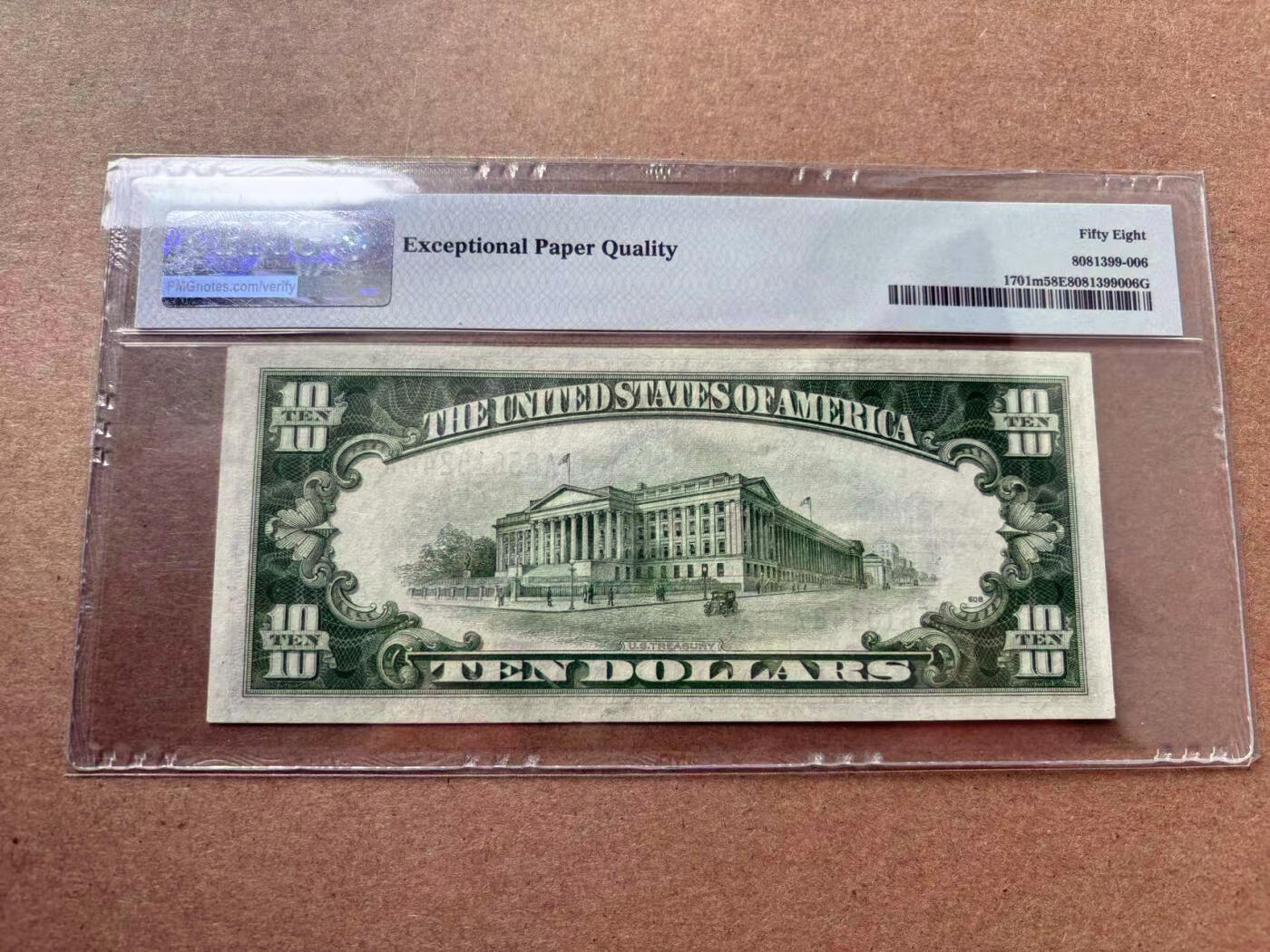 【Blue Auction】✨世界纸币精拍第560期【精】 【AA】美国 1934年10美金 银币券 PMG58EPQ 名家旧藏