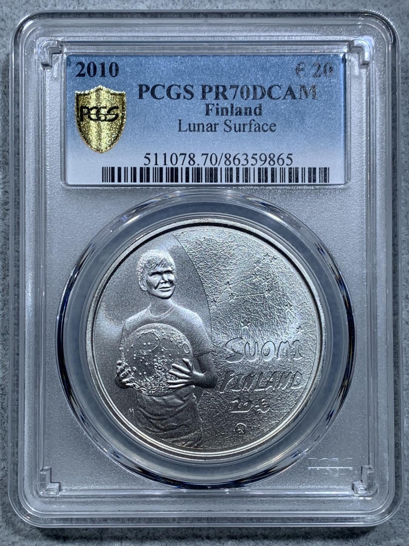 《竞宝斋》第317场 周日，周一 2场连拍 （全场包邮） PCGS PR70DCAM 芬兰2010年道德与理念2-儿童与创造力（磨砂版）20欧彩银纪念币 P盒错标应为磨砂版银币，33.62克，925银，38.61MM币径，限量3500枚，P盒记录冠军分值（并列最高分值70分仅4枚），荣膺2012年克劳斯世界硬币大奖赛最富激情获奖币
