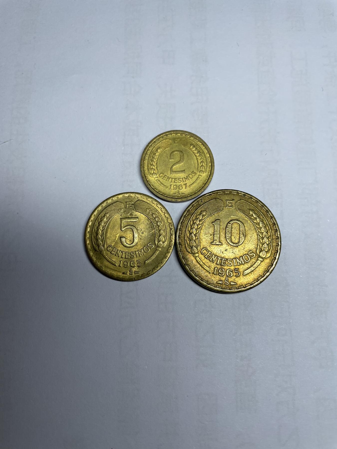 每日一拍，2024年集古藏今外币拍卖第十六期-第4场—（总第154拍），可以寄存60天，满160元包邮。 智利三枚