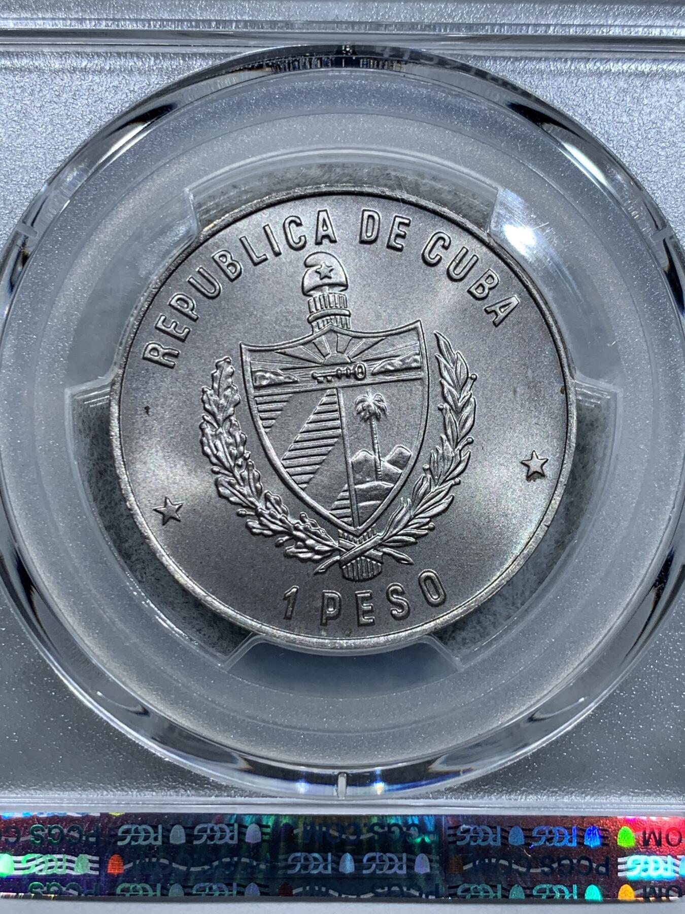 《竞宝斋》第317场 周日，周一 2场连拍 （全场包邮） PCGS MS67 冠军分！1984 古巴1比索 商船队纪念币 极少见的品种