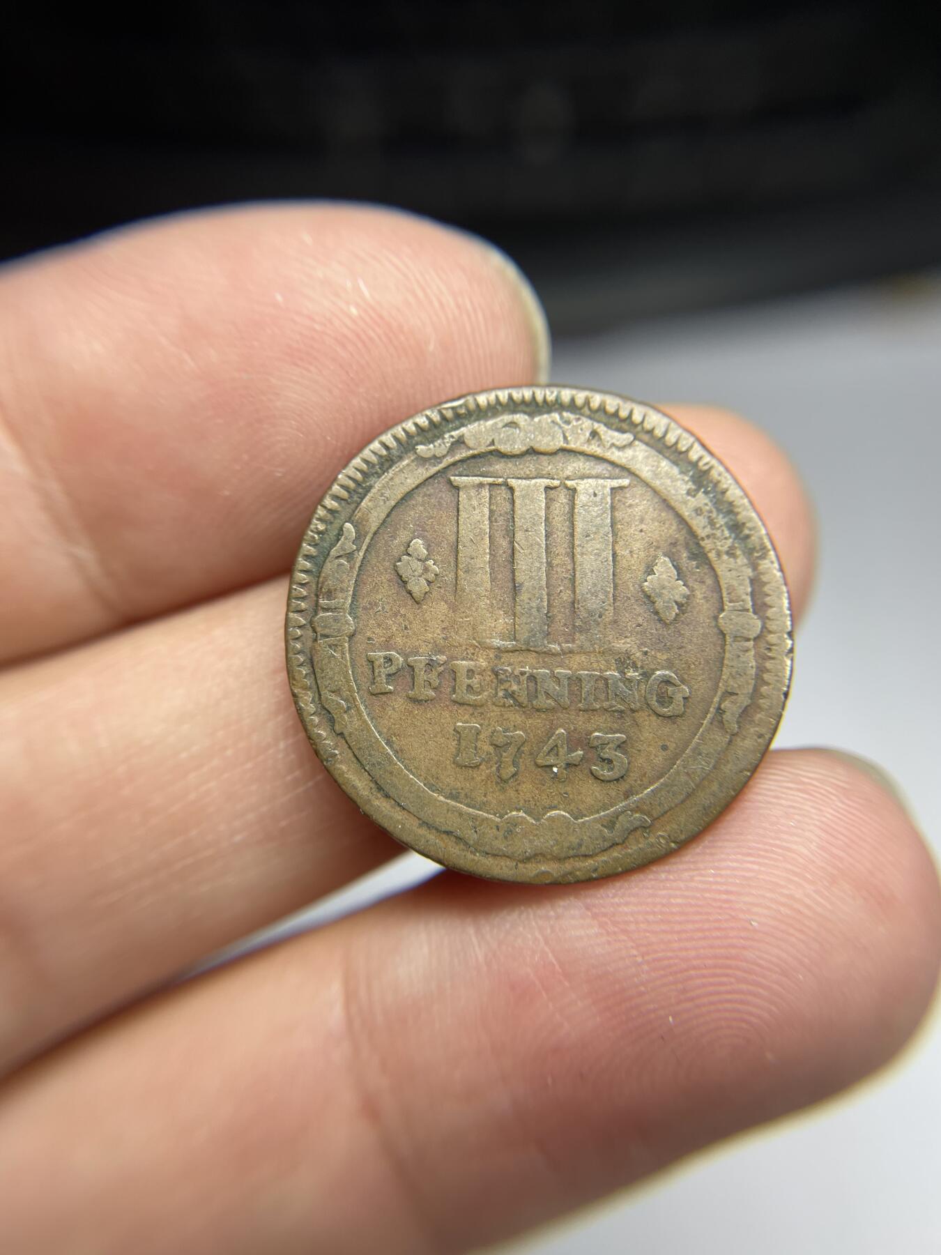 每日一拍，2024年集古藏今外币拍卖第十六期-第4场—（总第154拍），可以寄存60天，满160元包邮。 德国1743年明斯特3芬尼