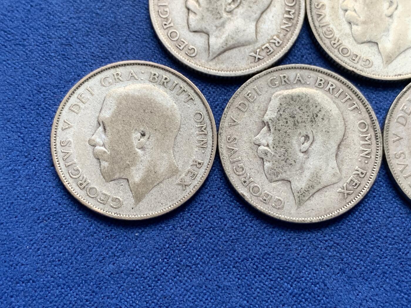 《竞宝斋》第317场 周日，周一 2场连拍 （全场包邮） 5枚一组 英国1914年和1925年乔治五世走狮1先令银币