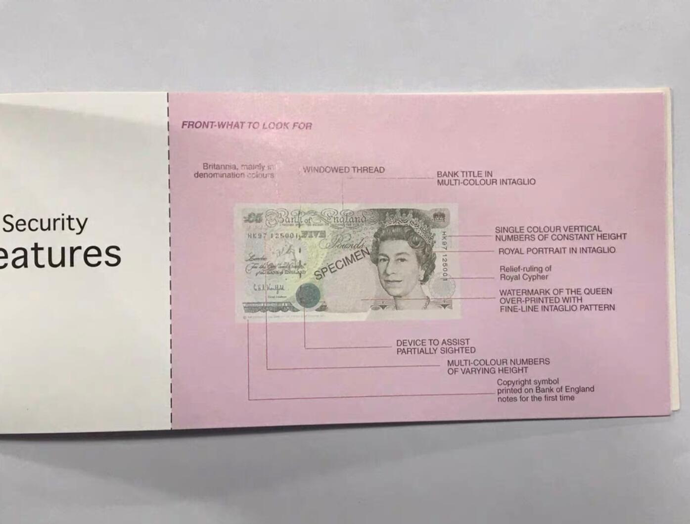 英国 E序初版 5 英镑 纸币 1997年 香港回归纪念册 HK97冠纪念钞 P-382Aa 全新UNC