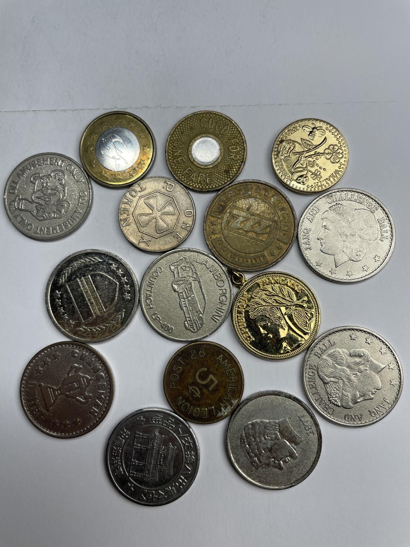 每日一拍，2024年集古藏今外币拍卖第十六期-第5场—（总第155拍），可以寄存60天，满160元包邮。 各种代币15枚