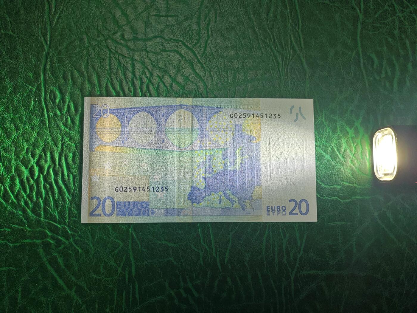 欧盟纸币Euro 二签20欧元纸币 G冠塞浦路斯版 全新UNC
