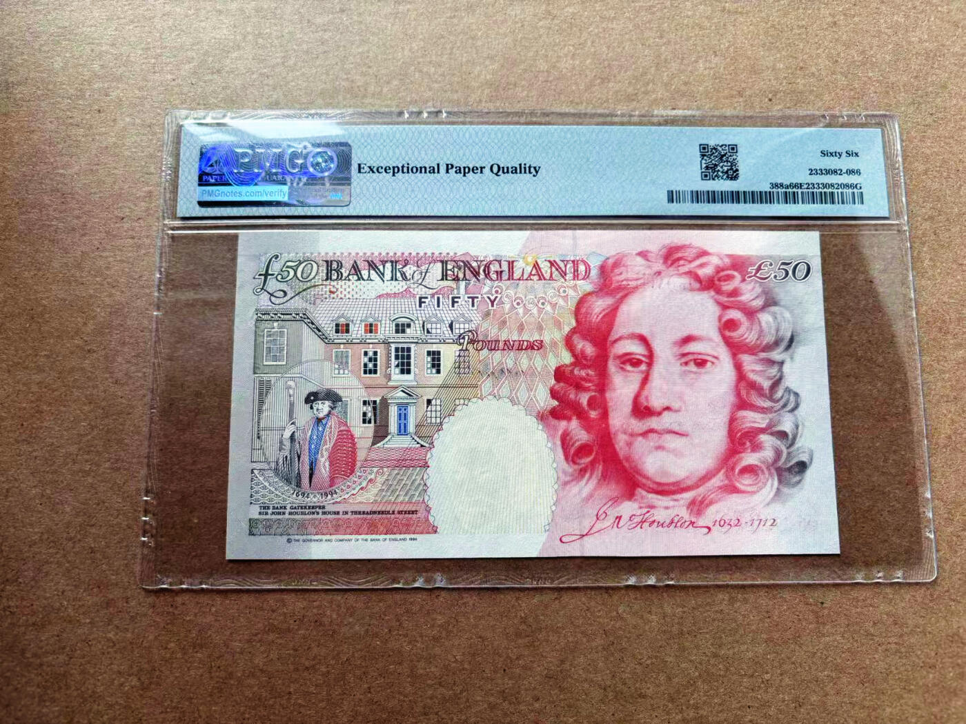 【Blue Auction】✨世界纸币精拍第561期【精】 【A01千位小号】英国 1994年50镑 PMG66EPQ 