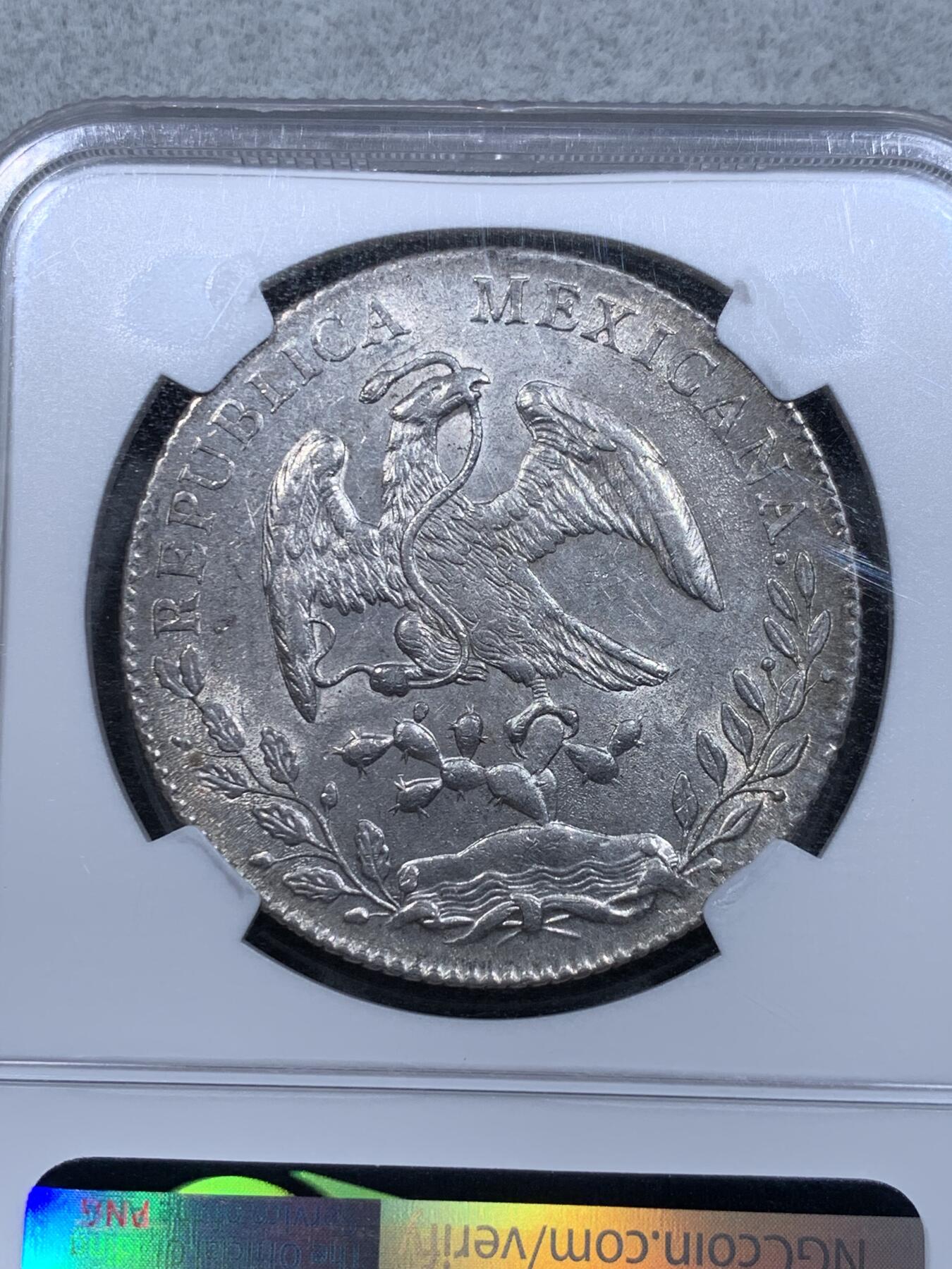 《竞宝斋》第318场 周日，周一 2场连拍 （全场包邮） NGC UNC 墨西哥1891 PI 花边鹰洋银币 光度很好