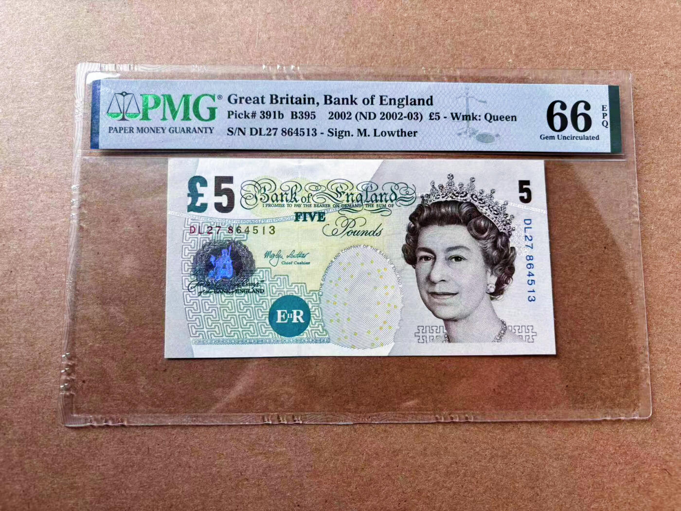【Blue Auction】✨世界纸币精拍第561期【精】 【p391b】英国 2002年5镑 PMG66EPQ  