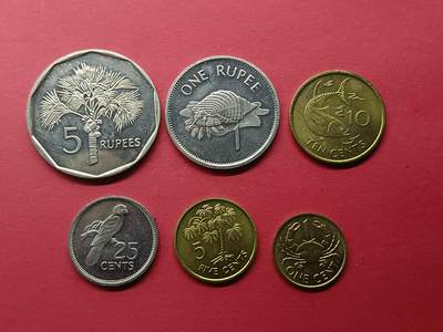 老藏家藏品上世纪外国硬币套币 塞舌尔硬币一套六枚