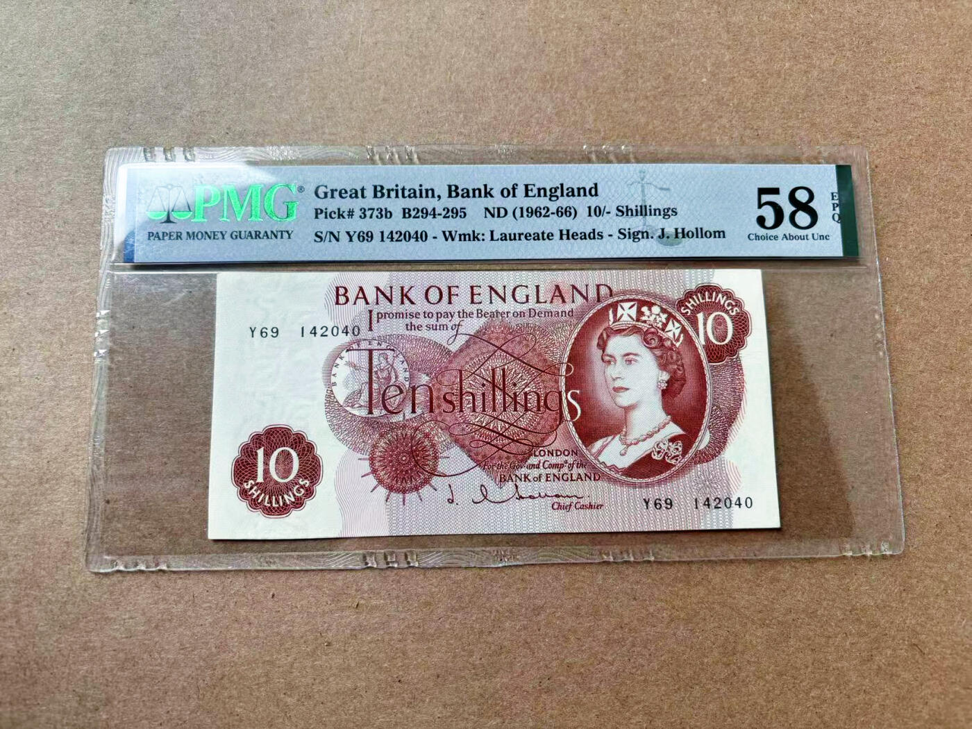 【Blue Auction】✨世界纸币精拍第561期【精】 【p373b】英国1962-66年10先令PMG58EPQ 