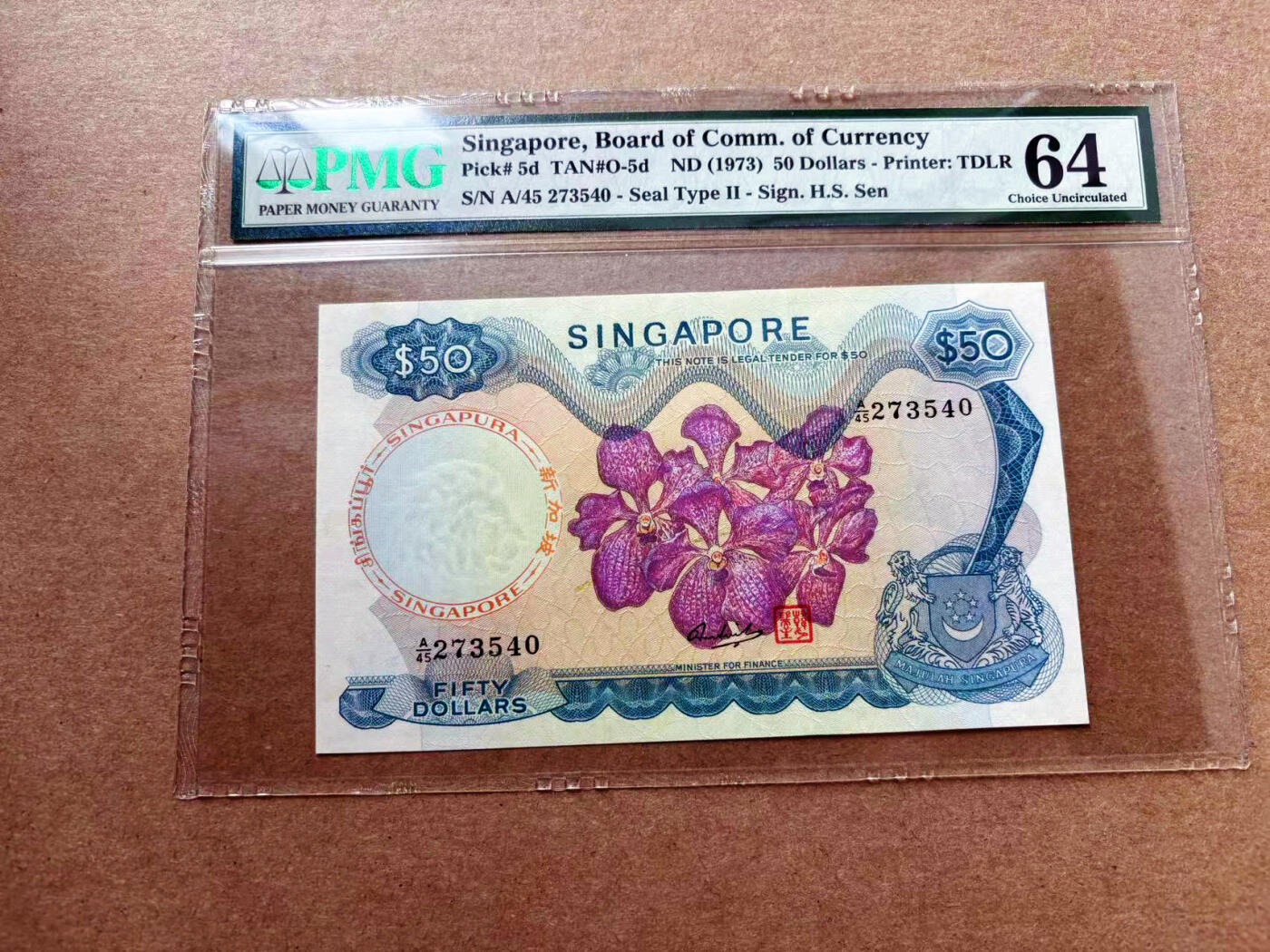 【Blue Auction】✨世界纸币精拍第561期【精】 新加坡 花版 1973年50元 PMG64 
