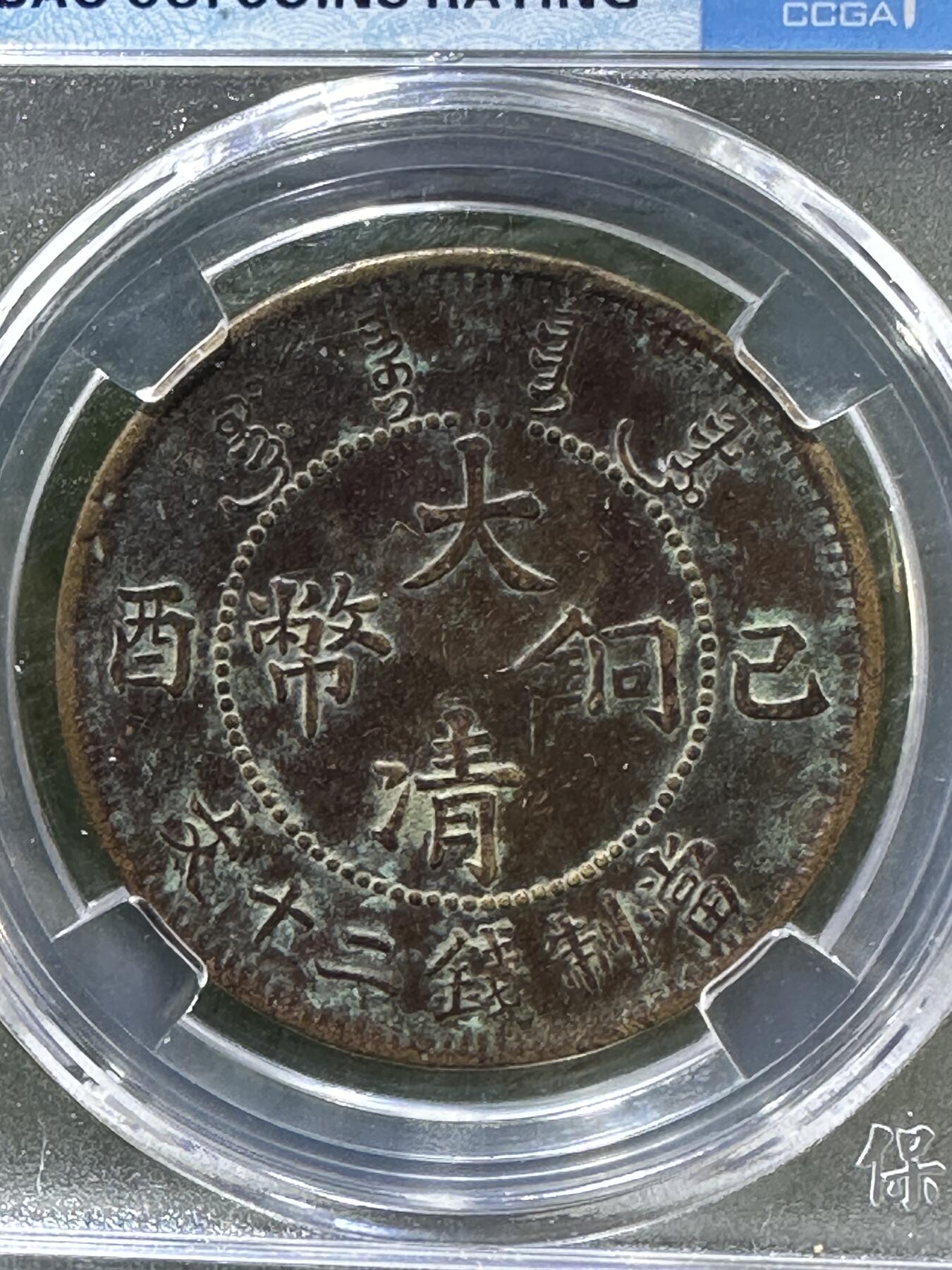 清，宣统大清已酉二十文铜元一枚！