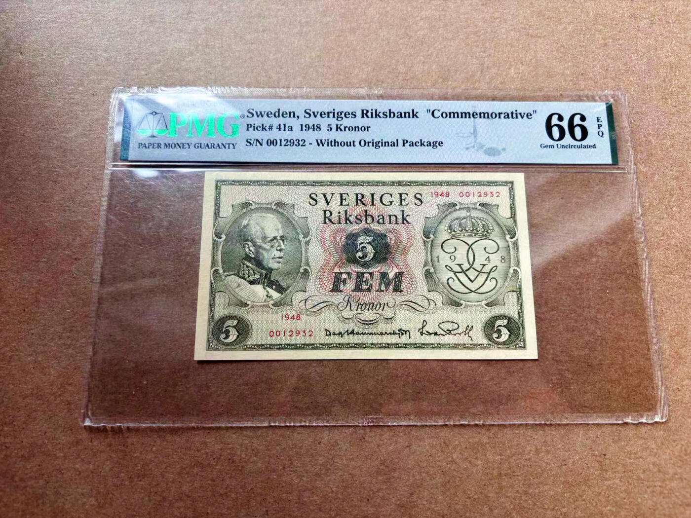 【Blue Auction】✨世界纸币精拍第561期【精】 【无47】瑞典 1948年5克朗 PMG66EPQ 纪念钞 