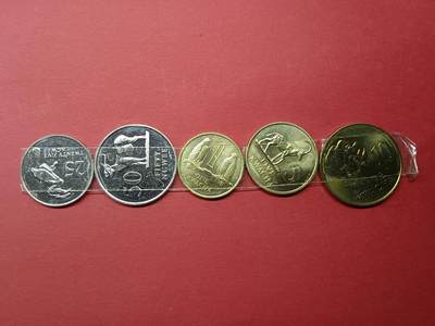 老藏家藏品上世纪外国硬币套币 赞比亚硬币一套五枚