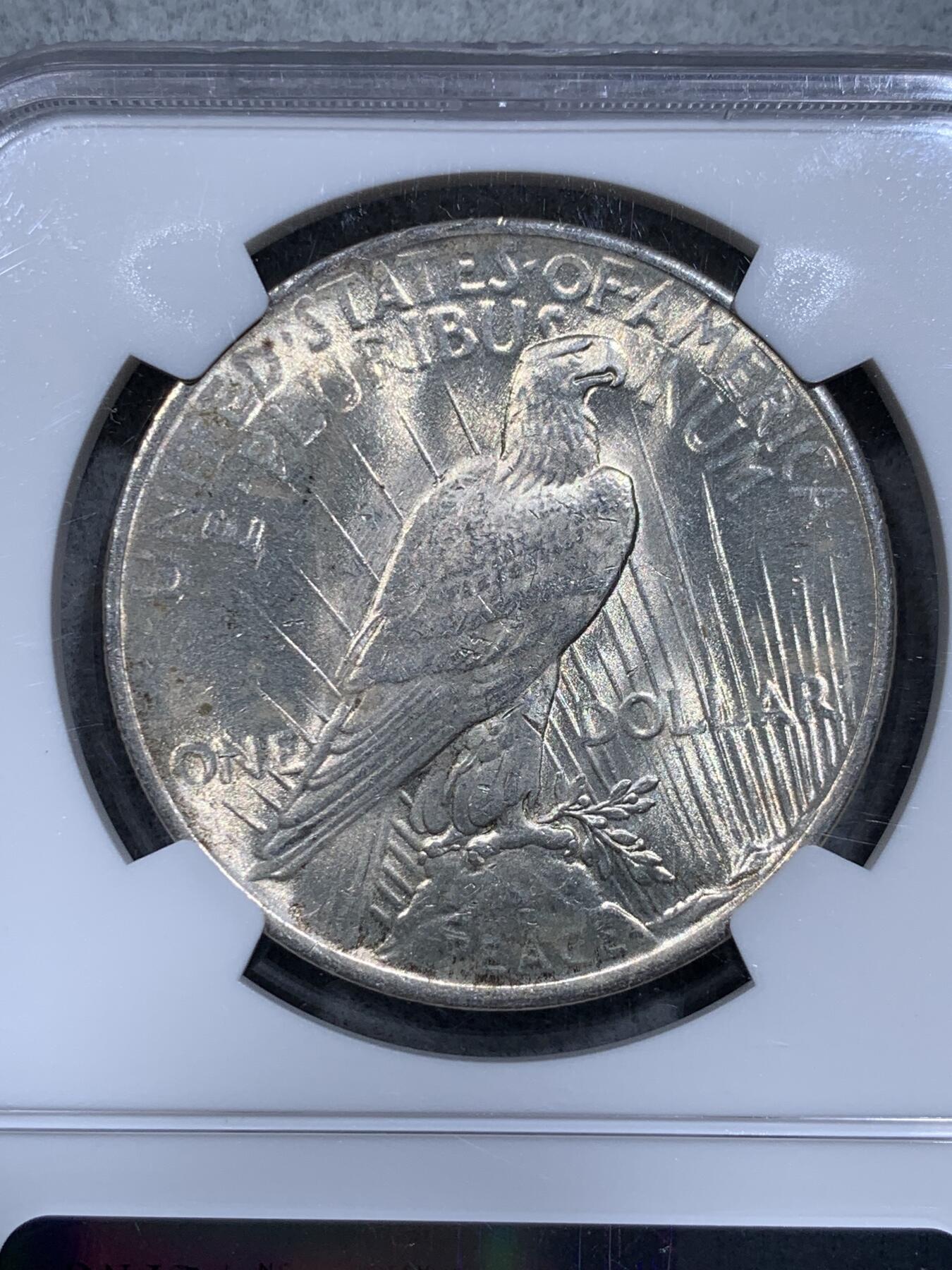 《竞宝斋》第318场 周日，周一 2场连拍 （全场包邮） NGC UNC 1922年 美国 1美元 和平银币 严评了 底板光度和彩都很过关 可以再评级试试 细节见图