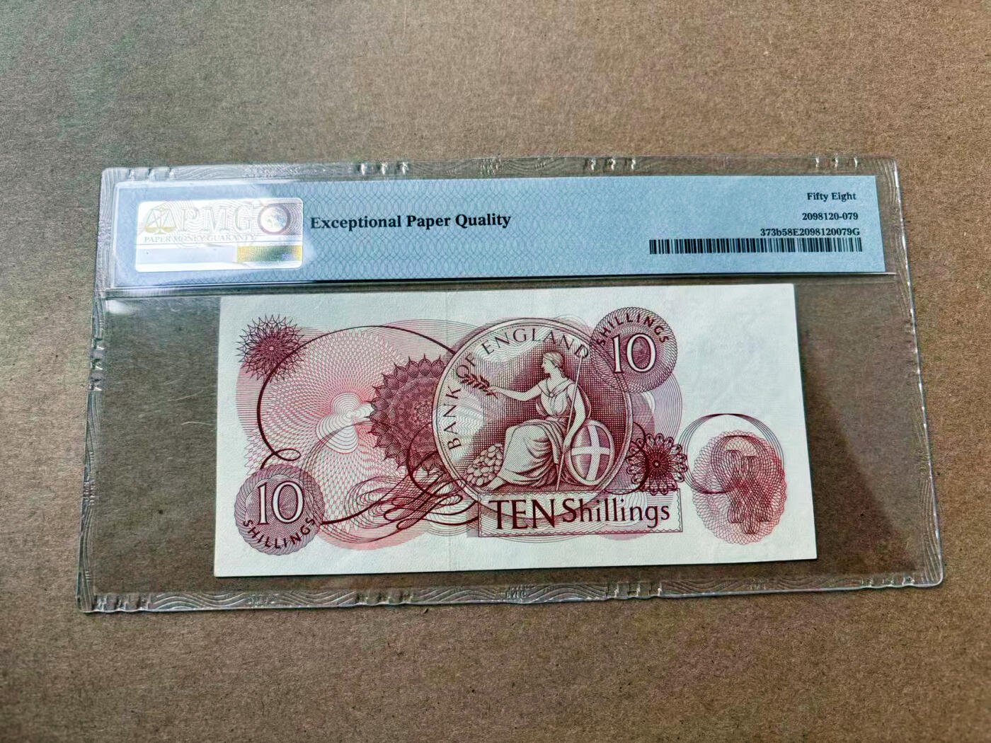 【Blue Auction】✨世界纸币精拍第561期【精】 【p373b】英国1962-66年10先令PMG58EPQ 