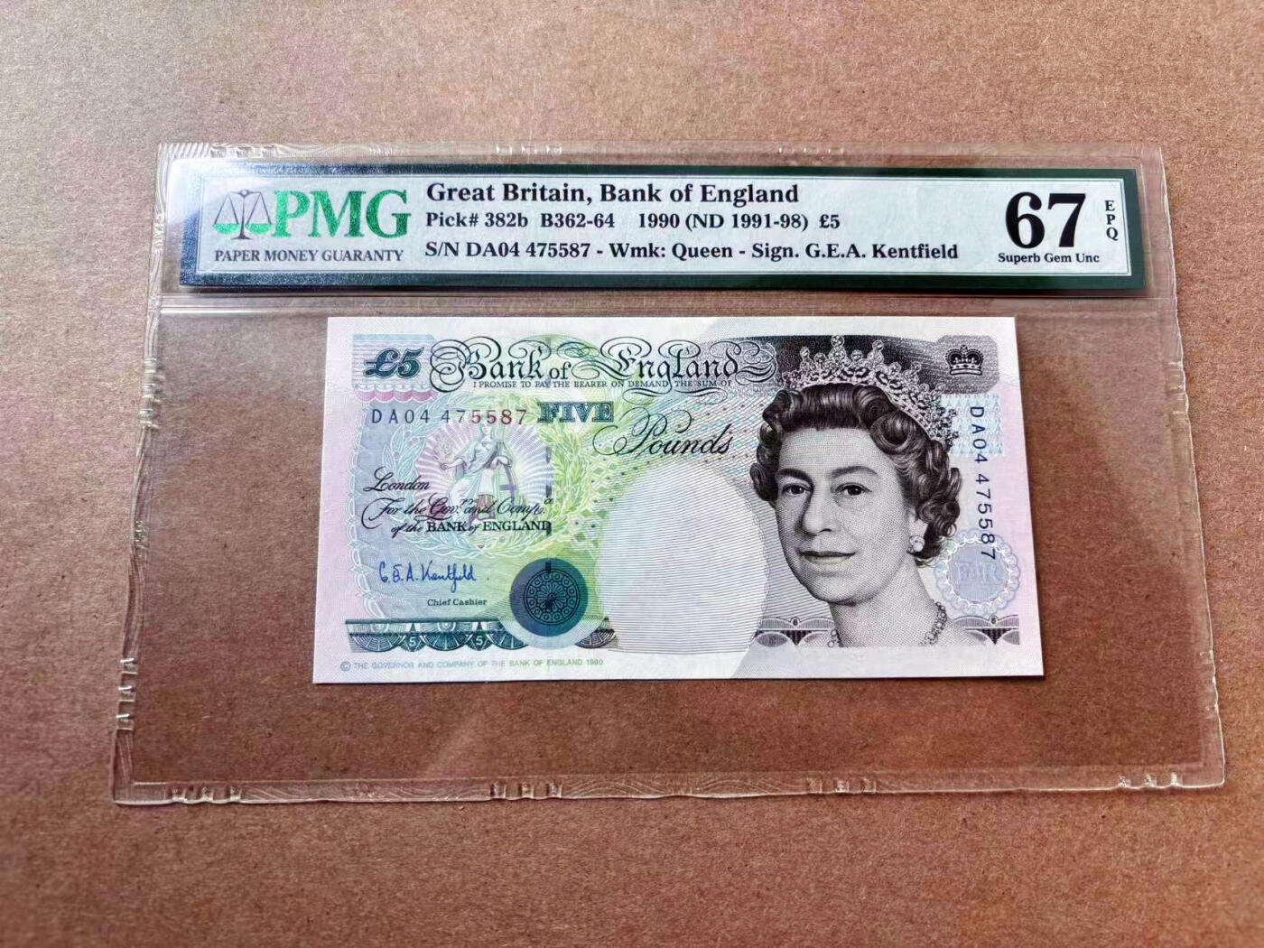 【Blue Auction】✨世界纸币精拍第561期【精】 【p382b】英国 1990年5镑 PMG67EPQ 高分