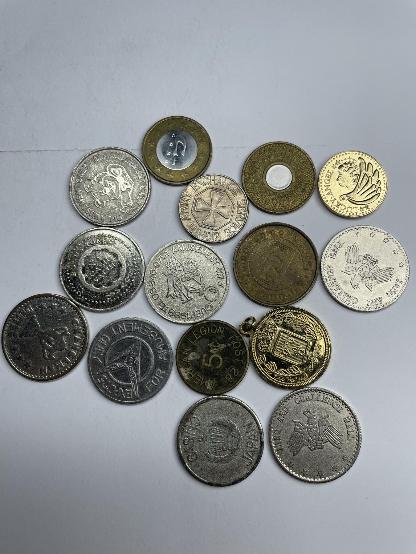 每日一拍，2024年集古藏今外币拍卖第十六期-第5场—（总第155拍），可以寄存60天，满160元包邮。 各种代币15枚