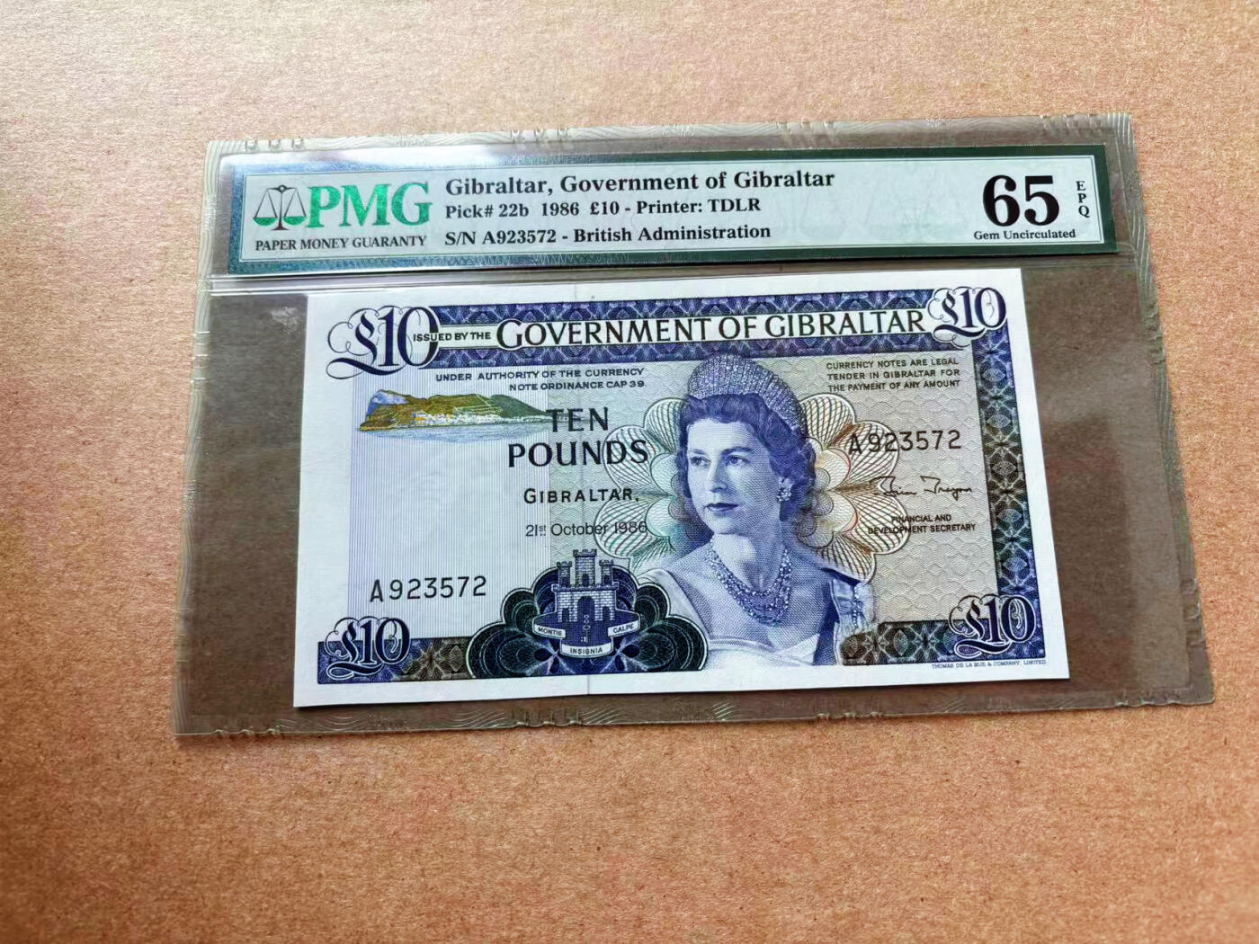 【Blue Auction】✨世界纸币精拍第561期【精】 直布罗陀 1986年10镑 高冠女王 PMG65EPQ 