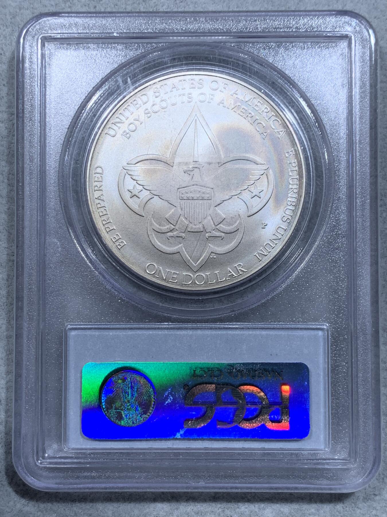 《竞宝斋》第318场 周日，周一 2场连拍 （全场包邮） PCGS MS69 美国2010年P版童子军1美元大银币