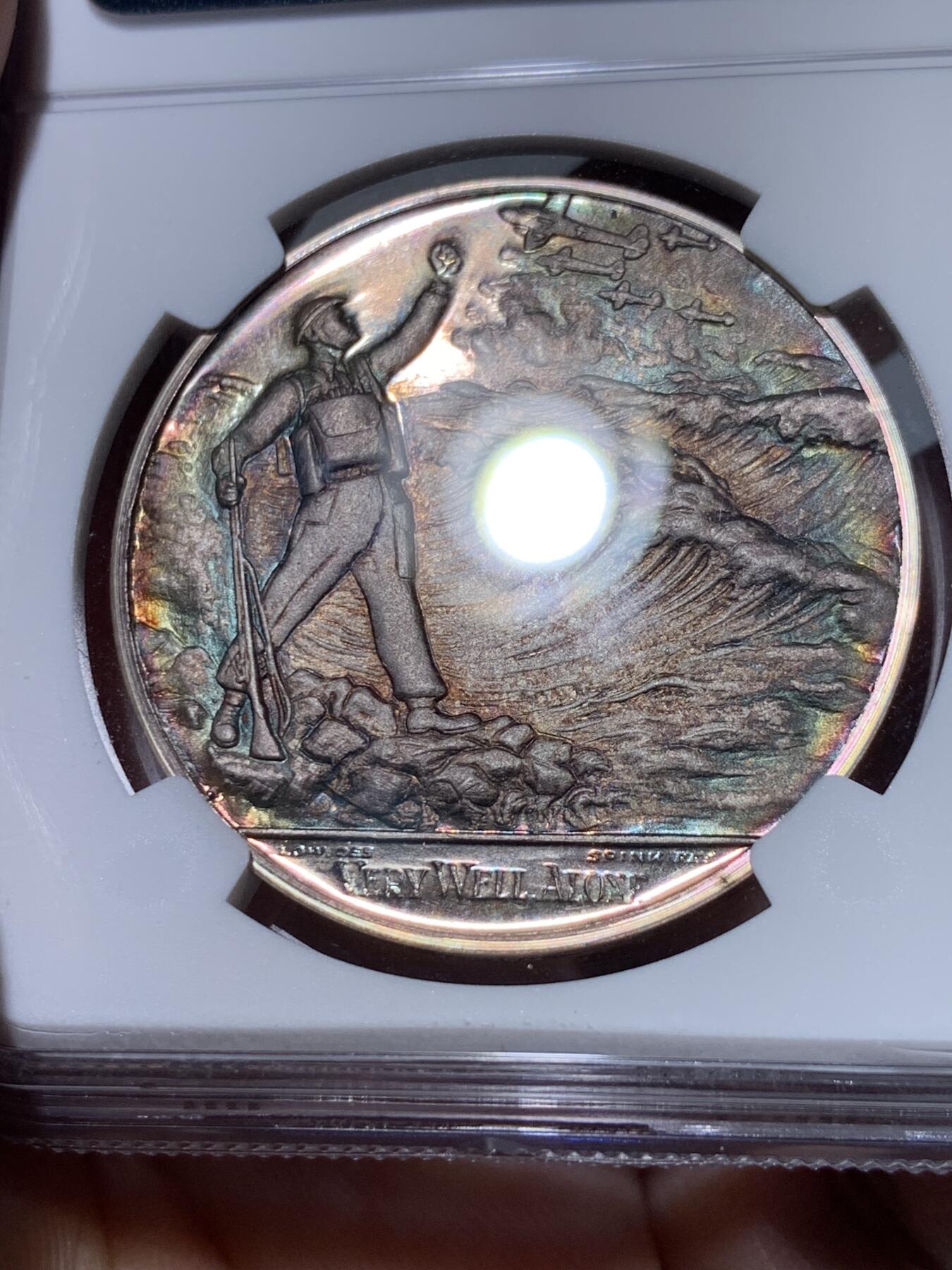 《竞宝斋》第318场 周日，周一 2场连拍 （全场包邮） NGC MS65 英国 1965年 原首相丘吉尔逝世纪念银章 冠军分 漂亮包浆